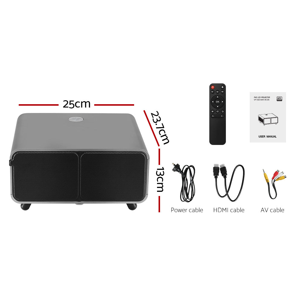 Devanti 4K Portable Video Projector 1080P WiFi Home Theatre HDMI