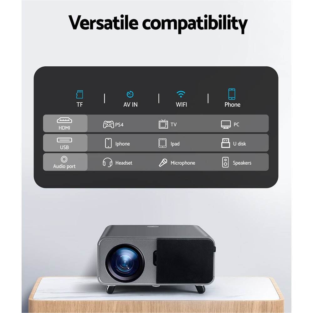 Devanti 4K Portable Video Projector 1080P WiFi Home Theatre HDMI