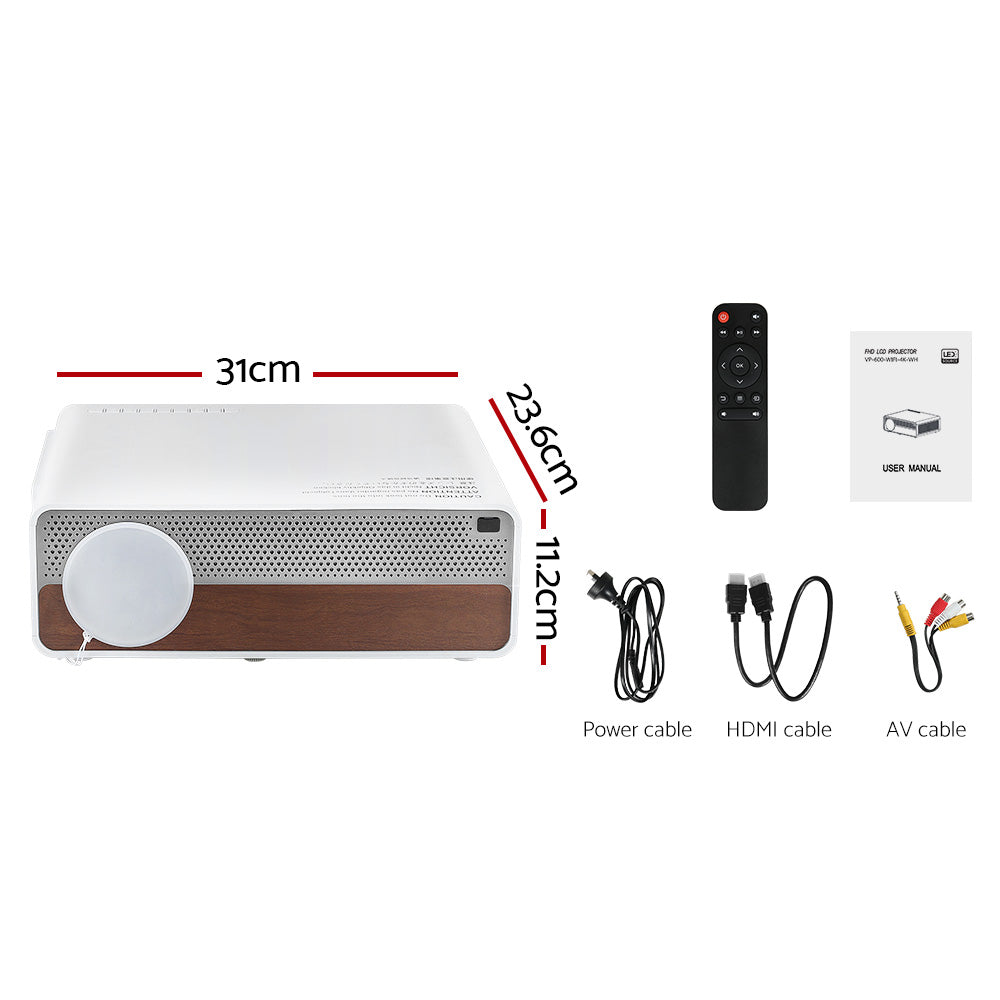 Devanti 4K Portable Video Projector Home Theatre WiFi HDMI 1080P