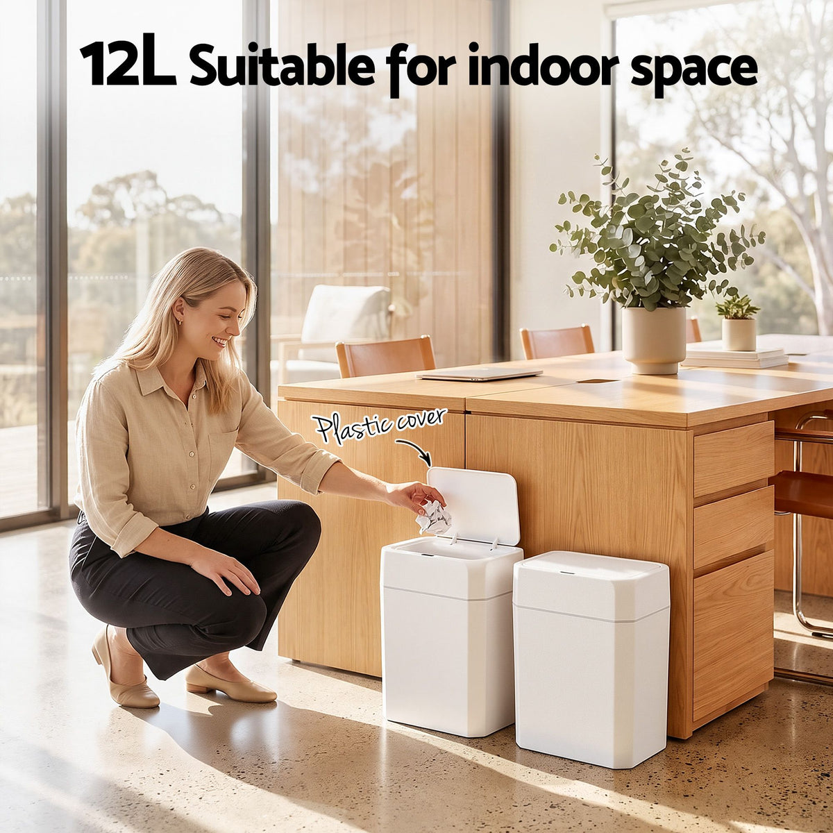 Artiss Rubbish Bin 12L 2-Pack Motion Sensor Kitchen White