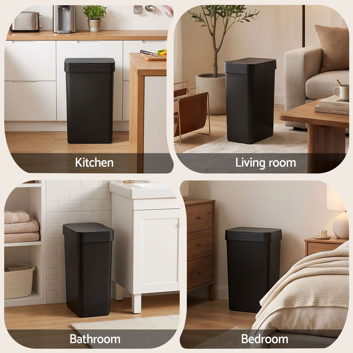 Artiss Sensor Rubbish Bin 50L Touchless Kitchen Black