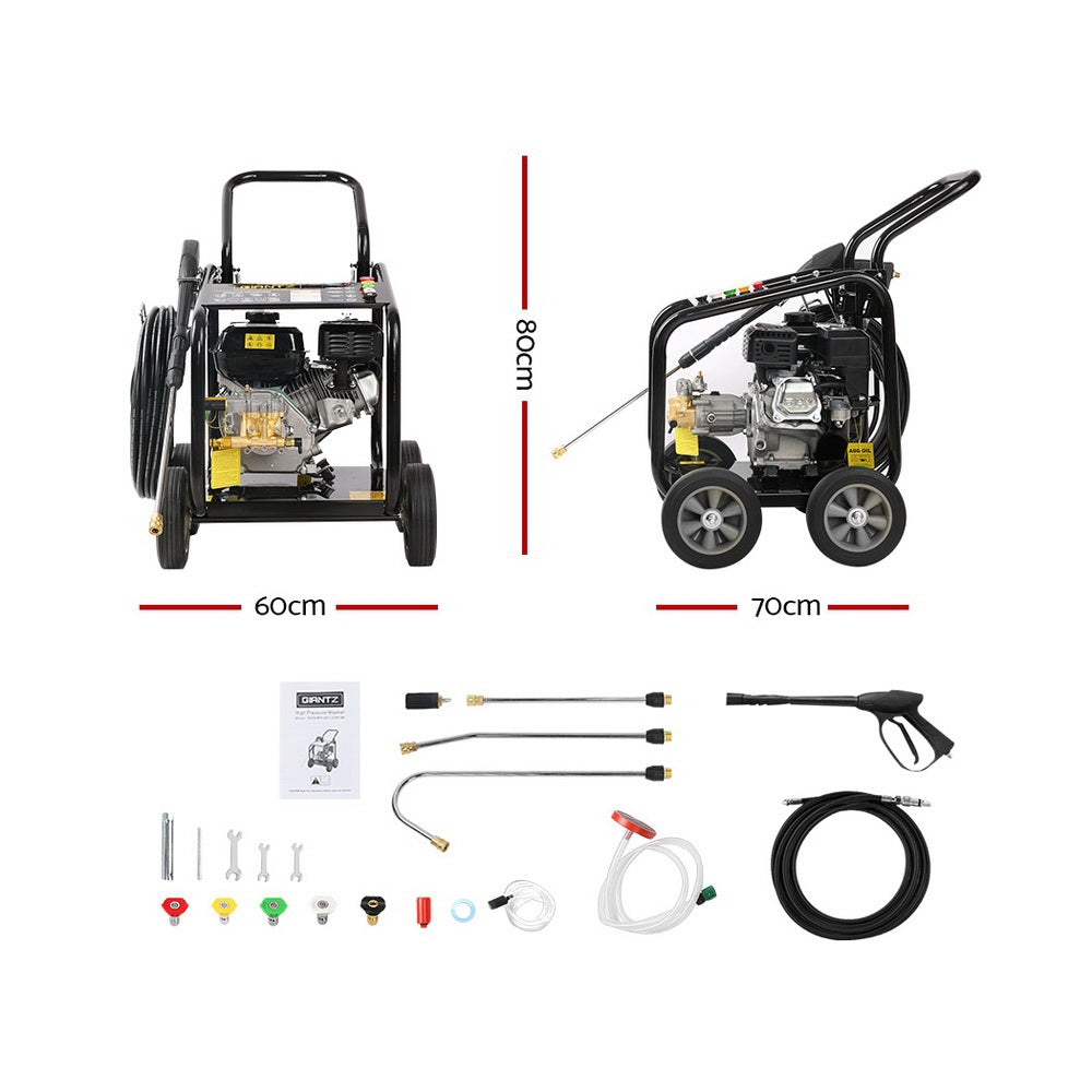 Giantz Petrol High Pressure Cleaner 20M Hose Black