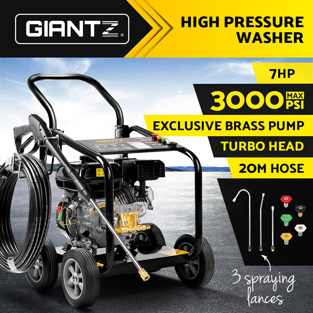 Giantz Petrol High Pressure Cleaner 20M Hose Black