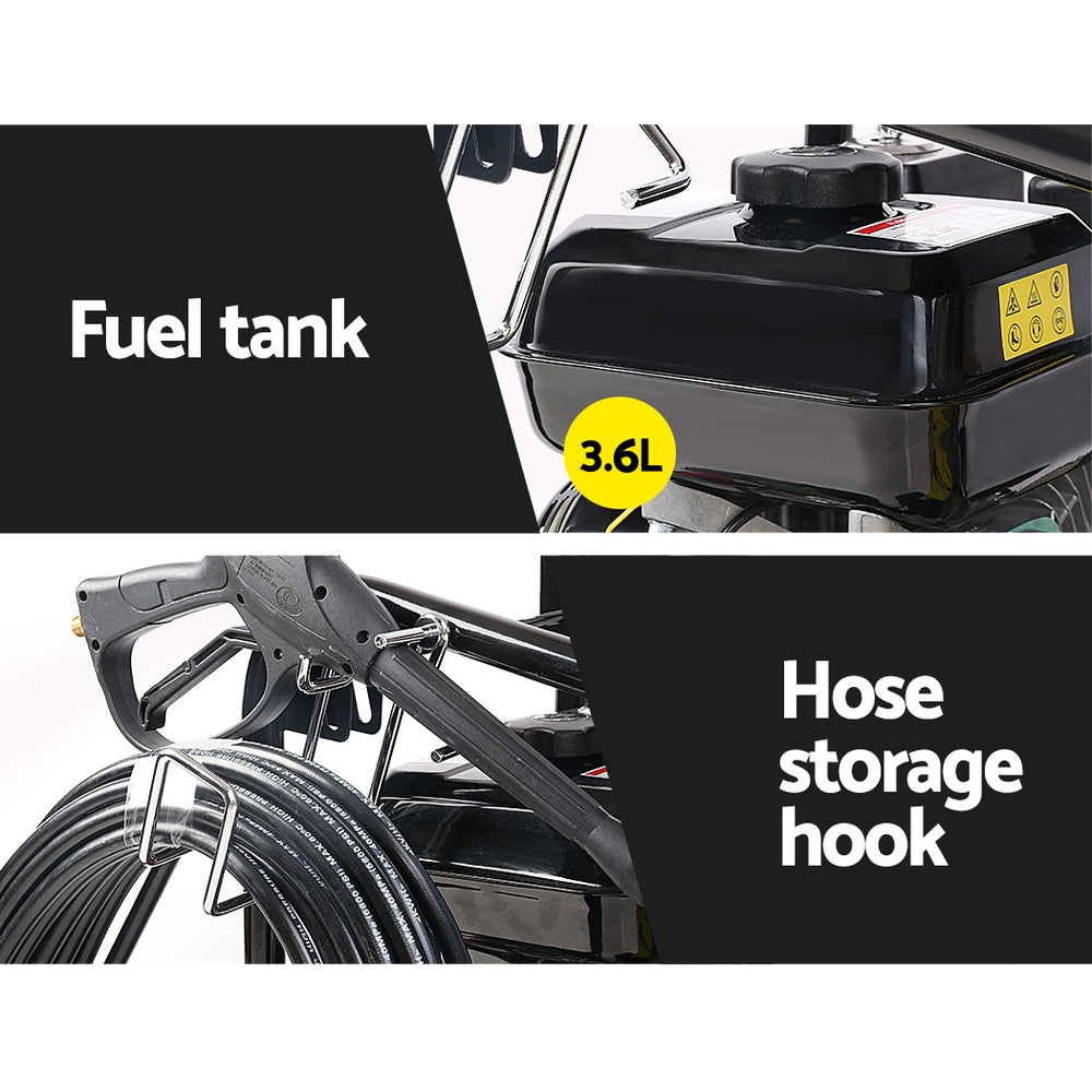 Giantz Petrol High Pressure Cleaner 20M Hose Black