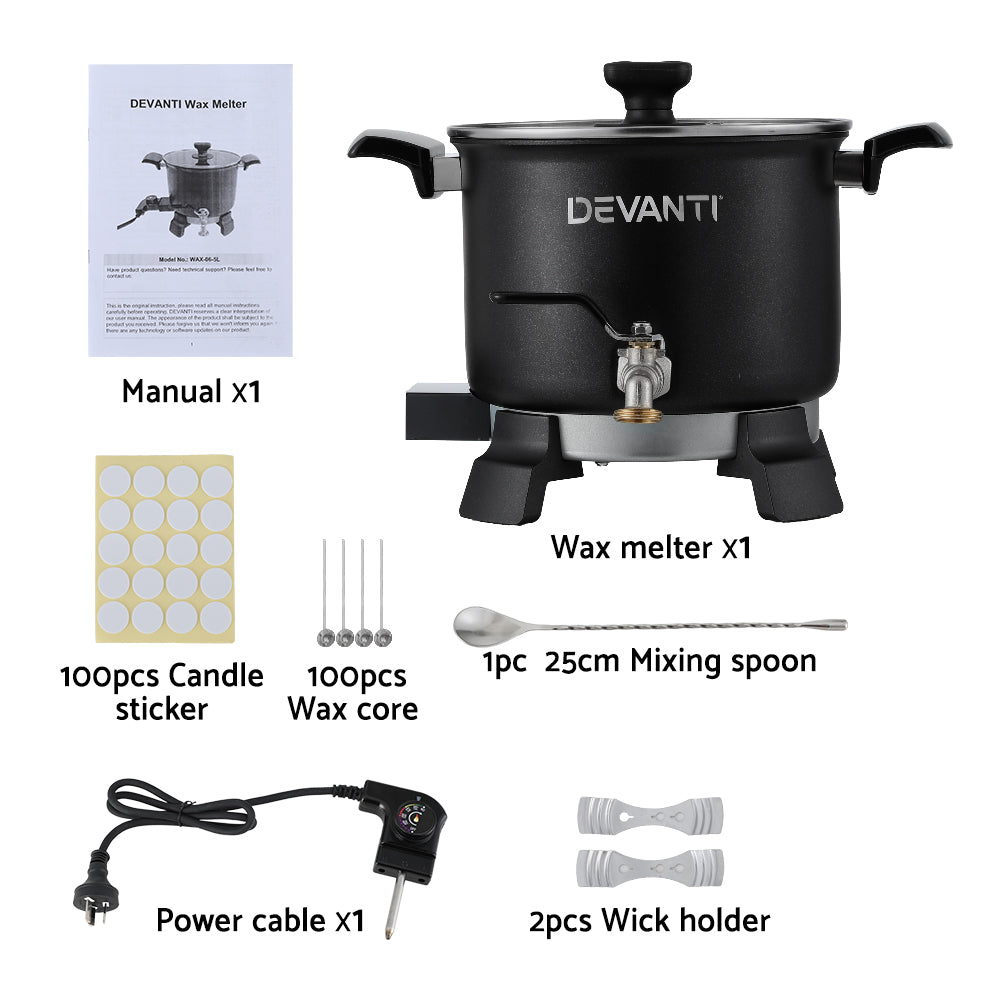 5L Wax Melter with Thermal Safety, 1200W, Devanti