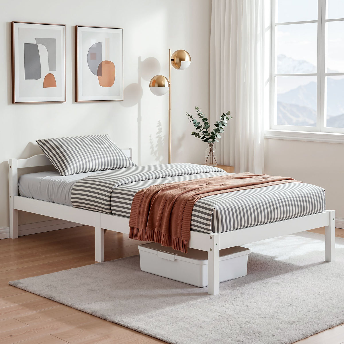 Lexi King Single Bed Frame Solid Pine Wood White