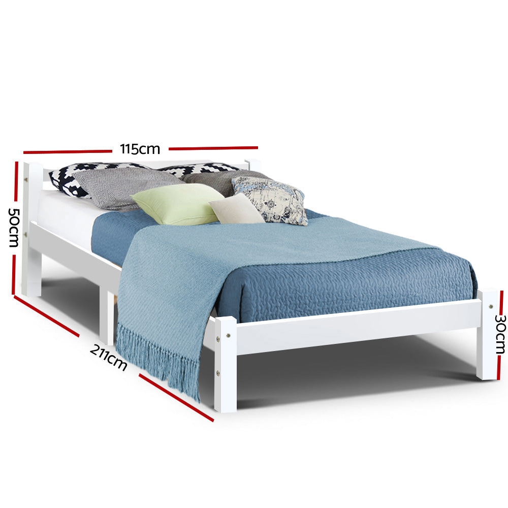 LEXI King Single Bed Frame Wooden White