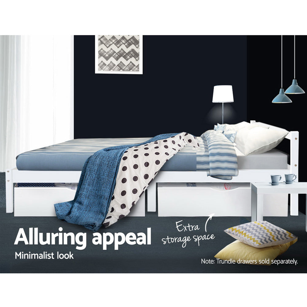 LEXI King Single Bed Frame Wooden White