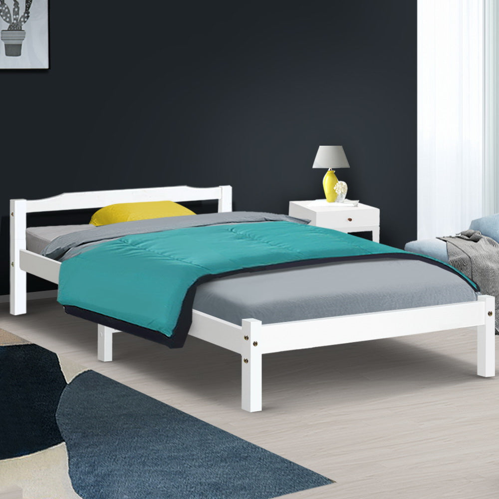 LEXI King Single Bed Frame Wooden White