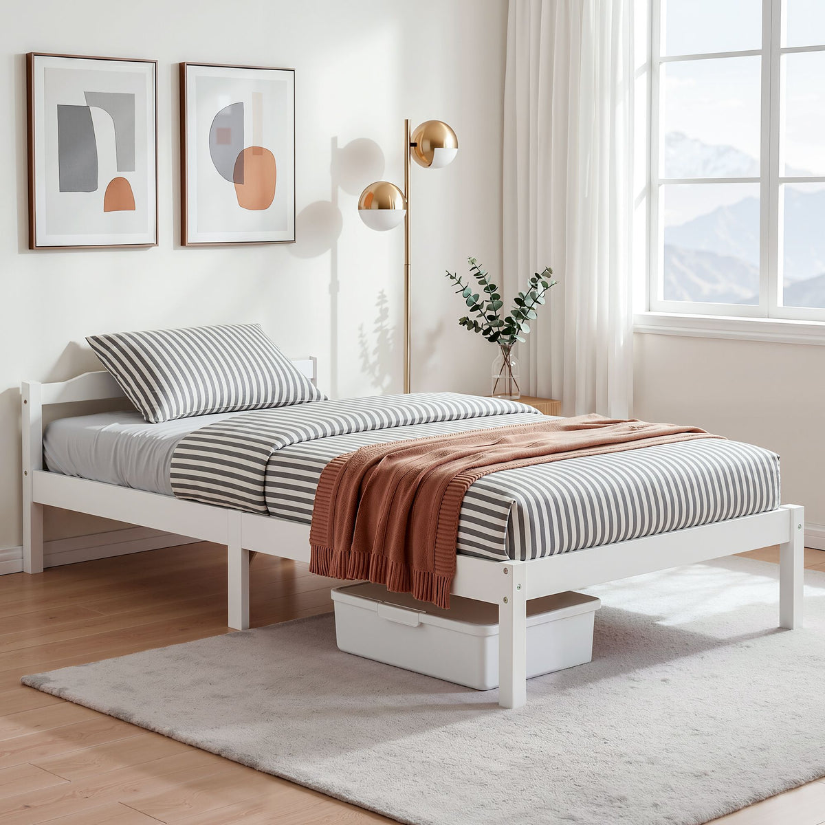 Lexi Single Bed Frame Solid Pine Timber White