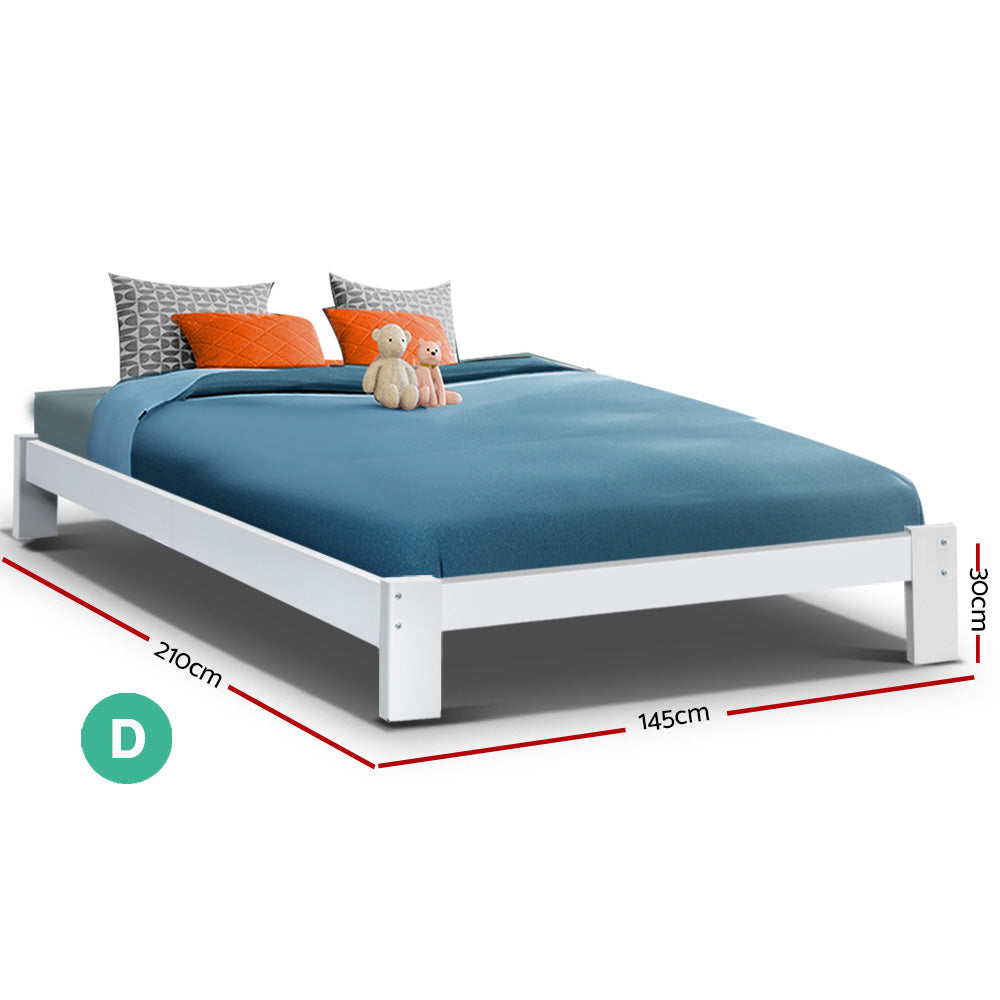 Jade Double Bed Frame Wooden White