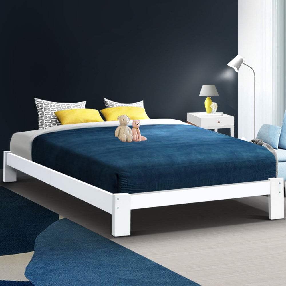 Jade Double Bed Frame Wooden White