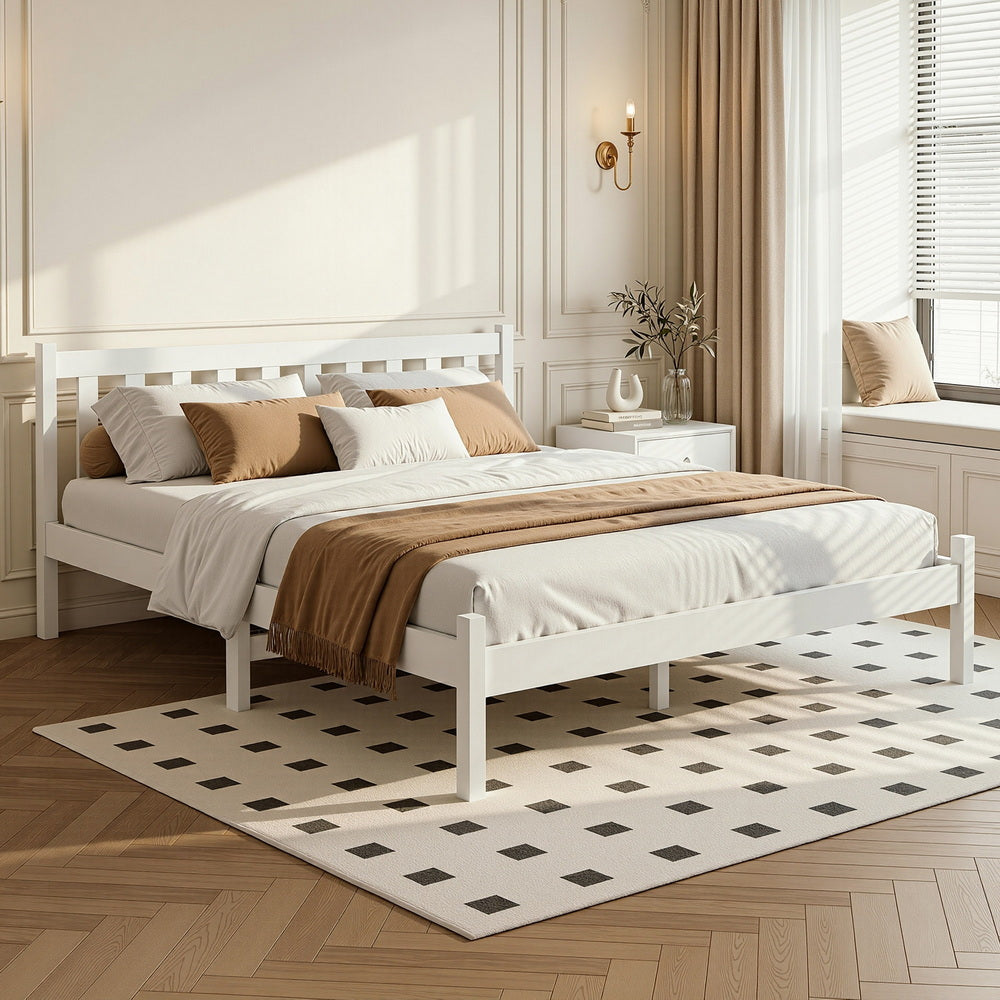 Sofie Double Bed Frame in Solid Pine Wood White