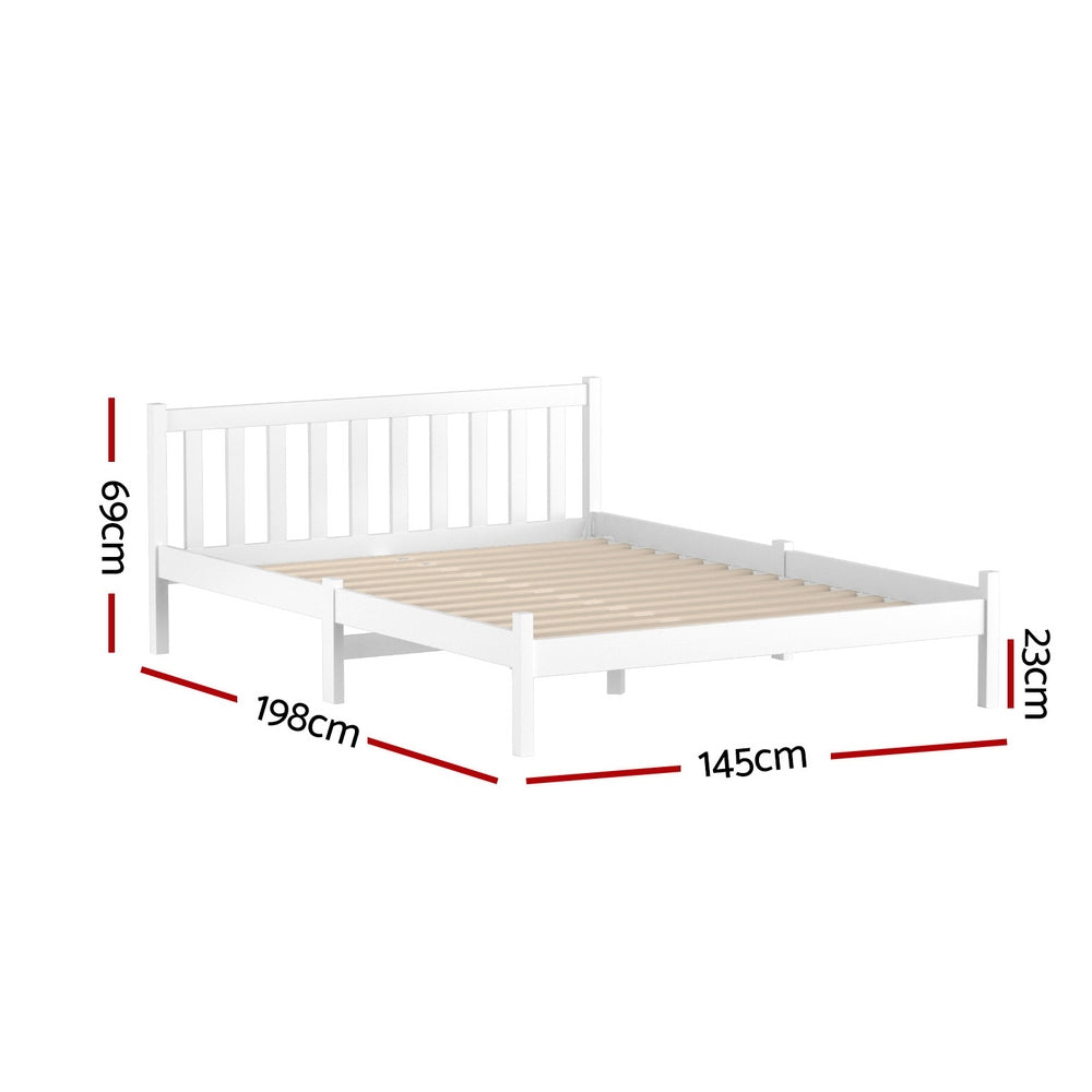 Sofie Double Bed Frame Solid Pine Wooden White