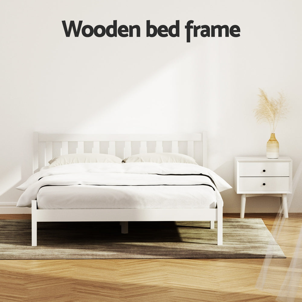 Sofie Double Bed Frame Solid Pine Wooden White