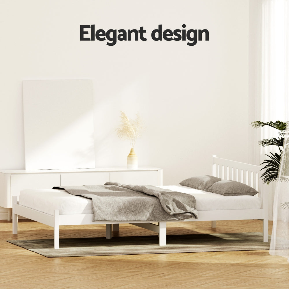 Sofie Double Bed Frame Solid Pine Wooden White