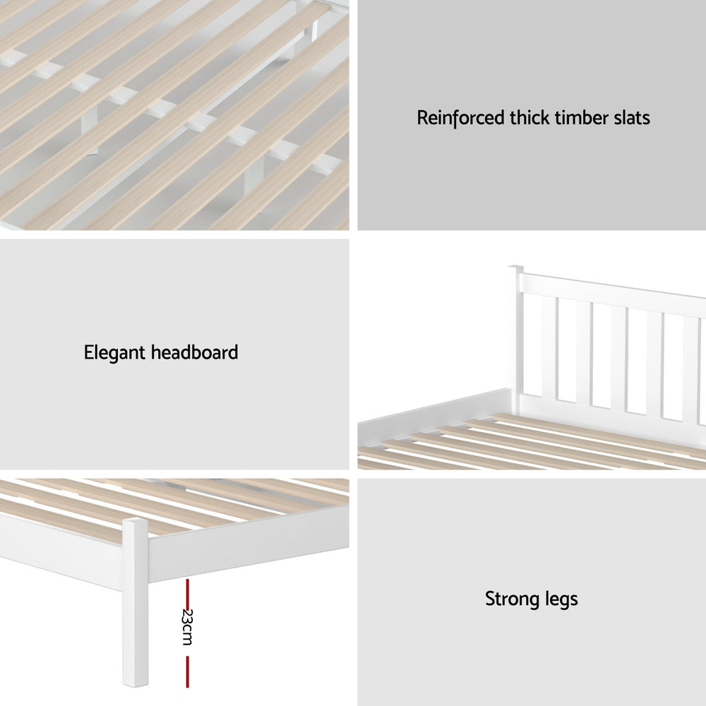 Sofie Double Bed Frame Solid Pine Wooden White