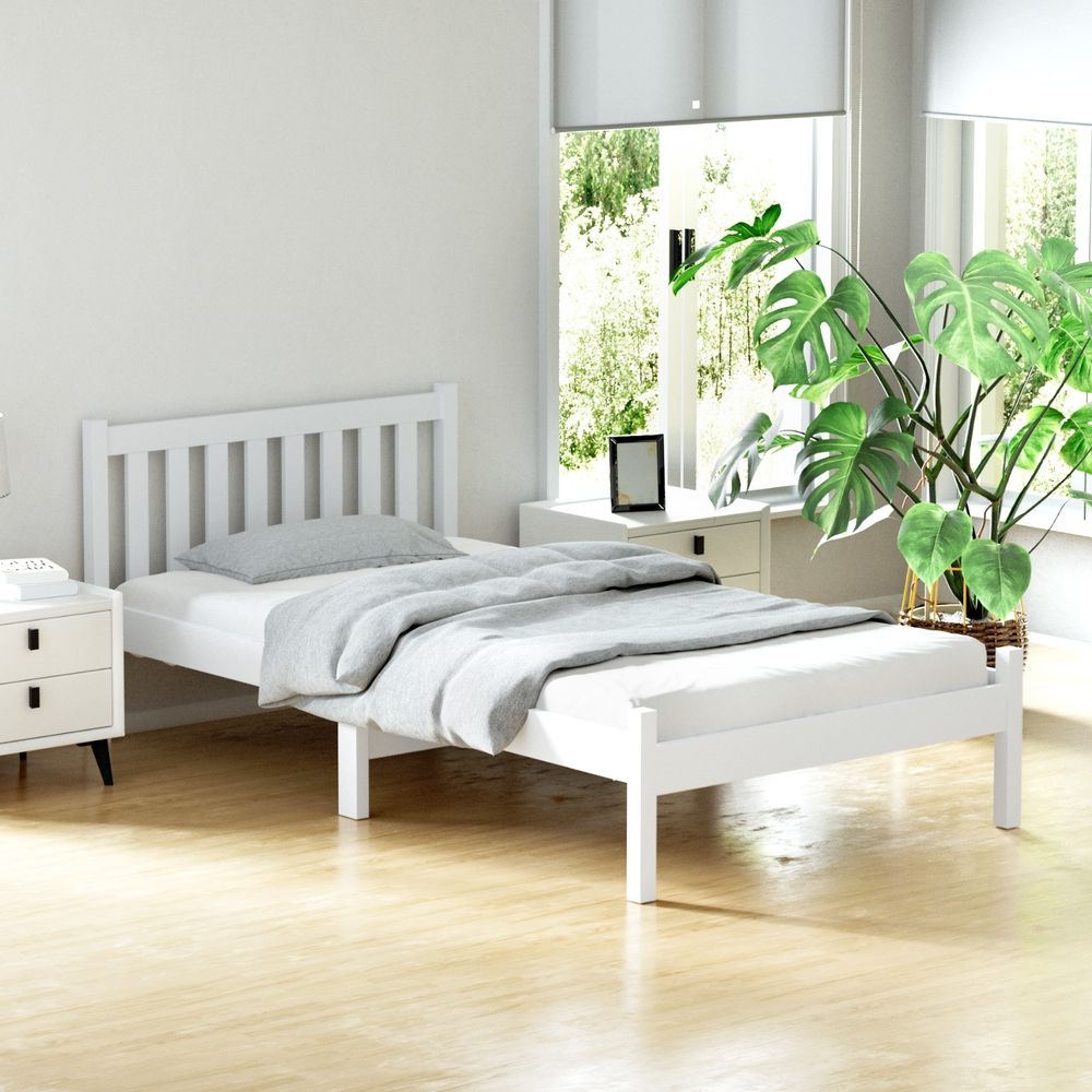 Sofie King Single Bed Frame Solid Pine Wood White