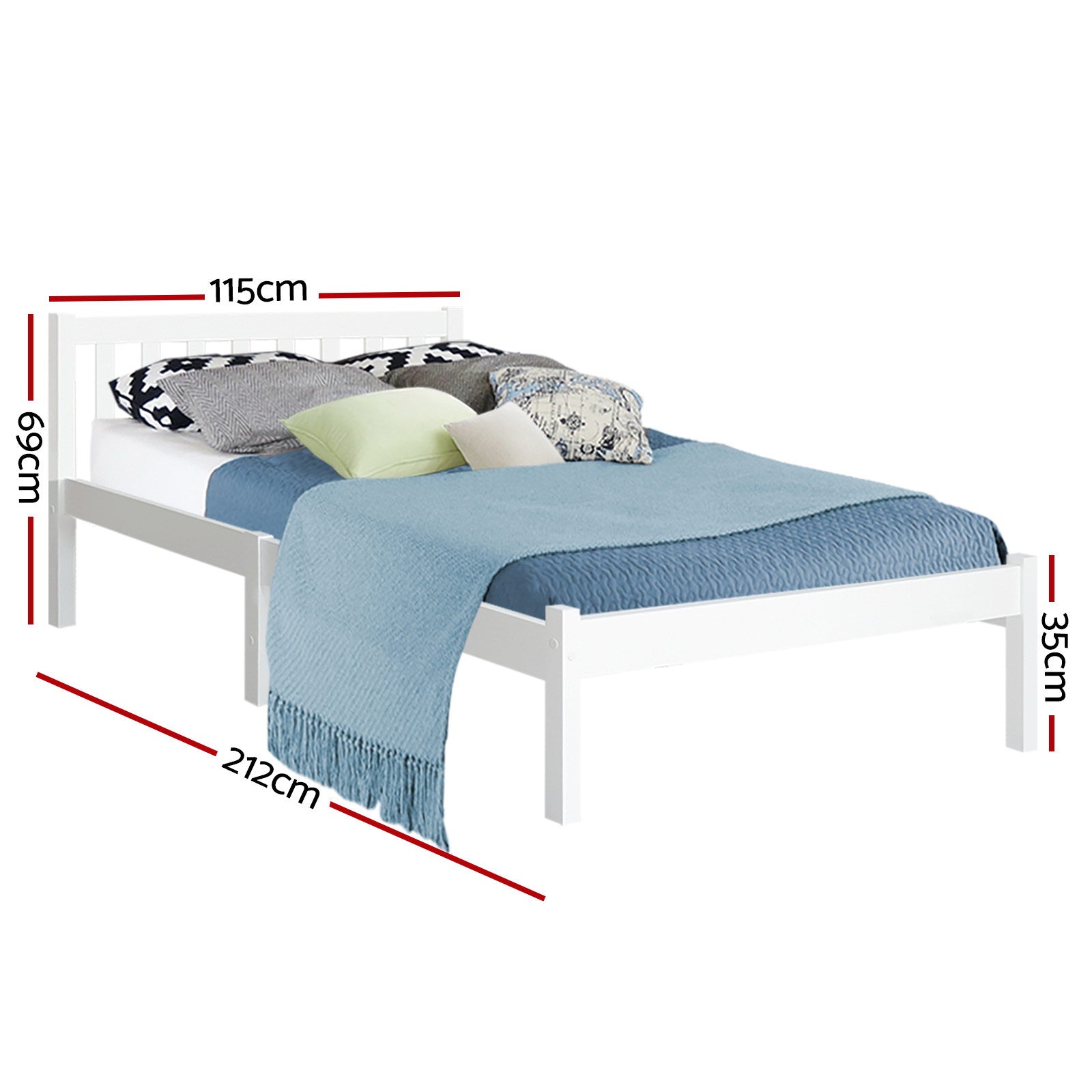Sofie King Single Wooden Bed Frame White