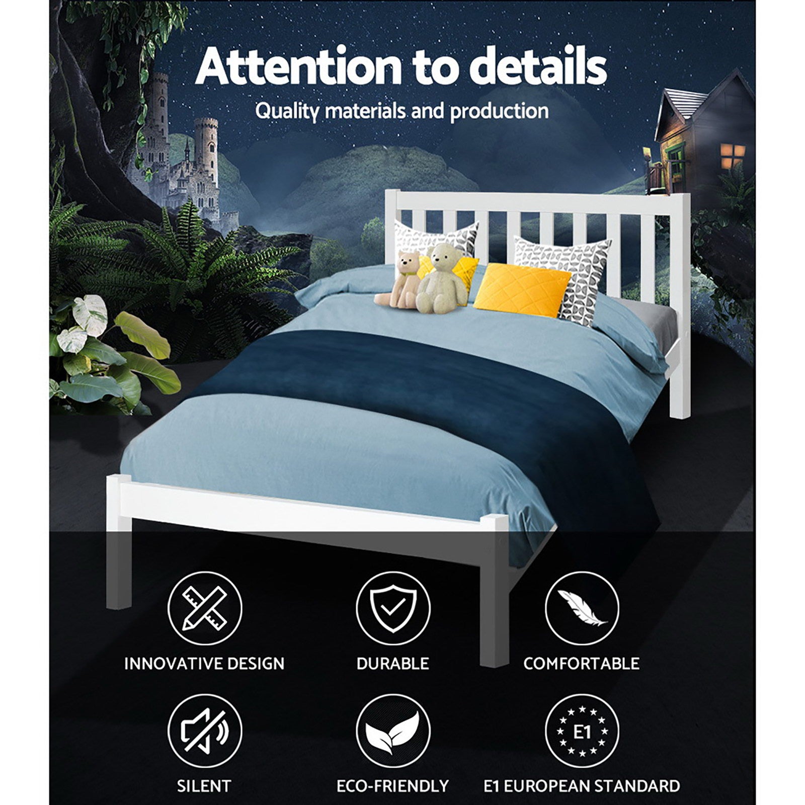 Sofie King Single Wooden Bed Frame White