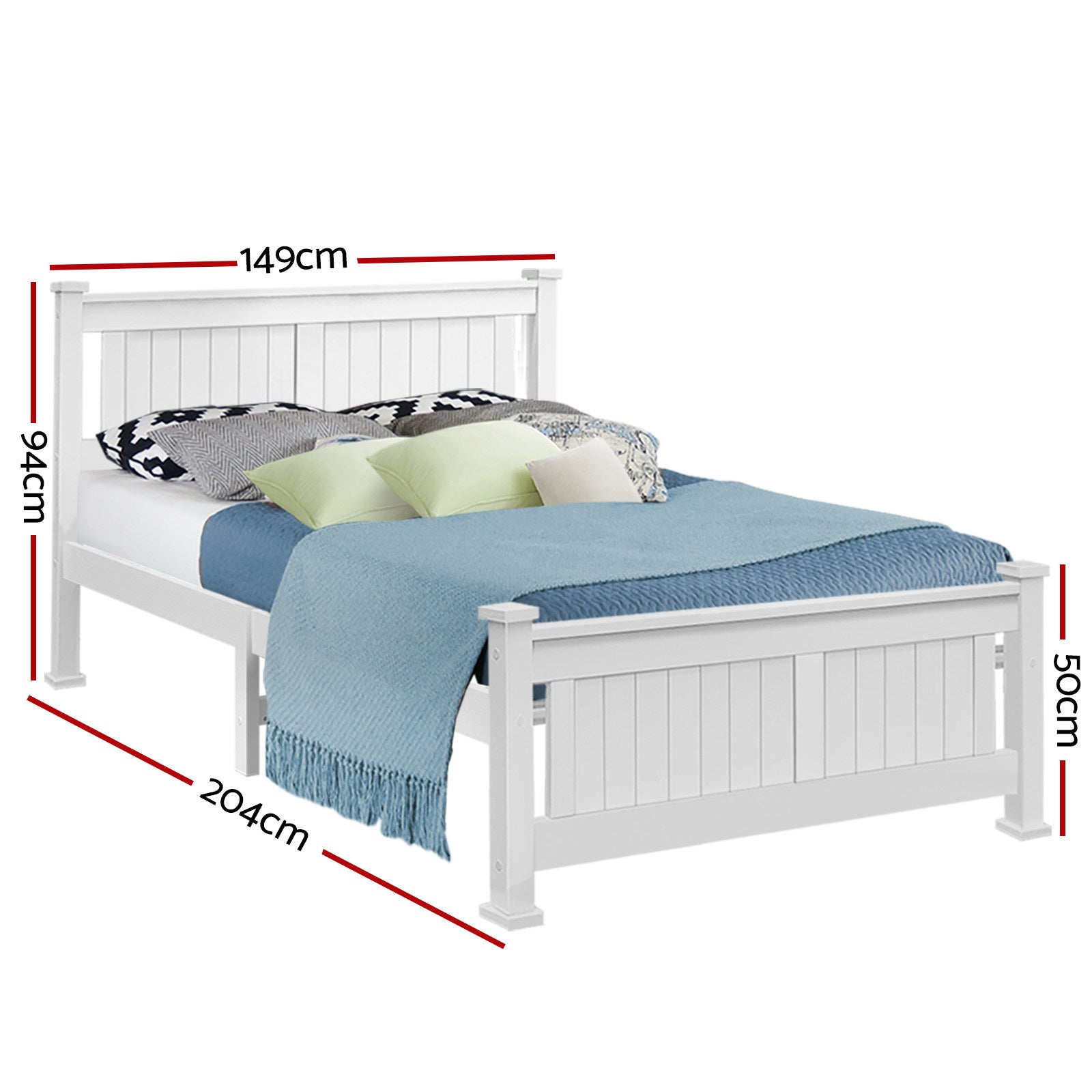 RIO Double Wooden Bed Frame White