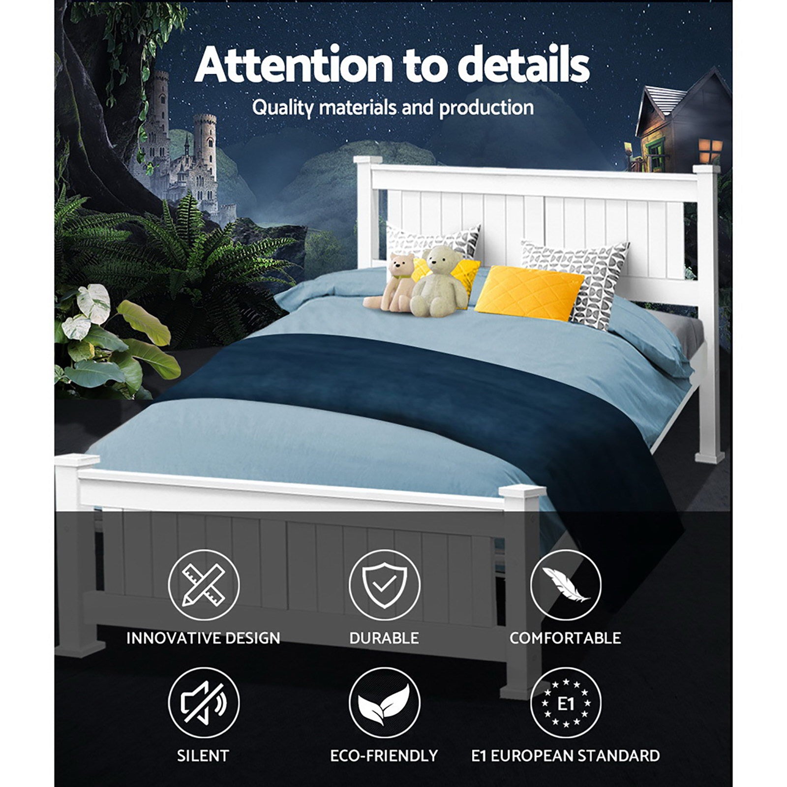 RIO Double Wooden Bed Frame White
