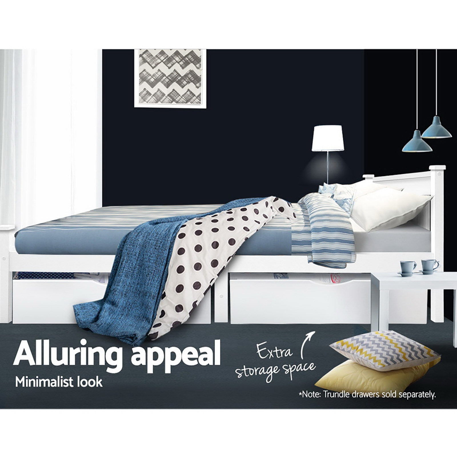 RIO Double Wooden Bed Frame White