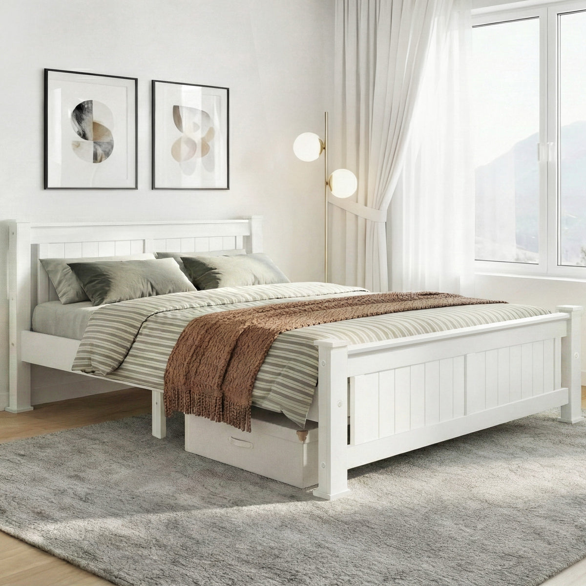 Rio Double Size Solid Pine Wooden Bed Frame White