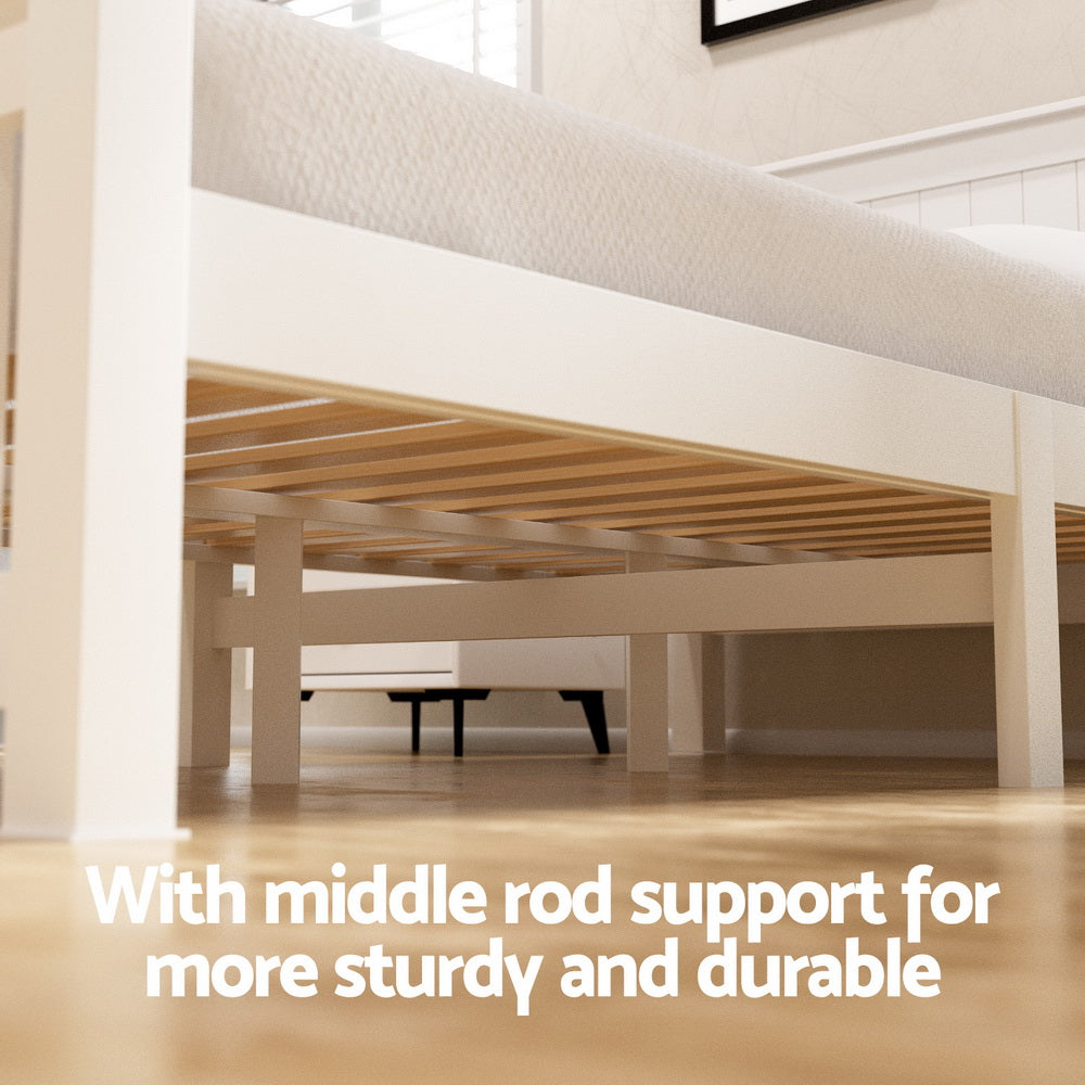 RIO Double Wooden Platform Bed Frame 2 Storage Drawers White