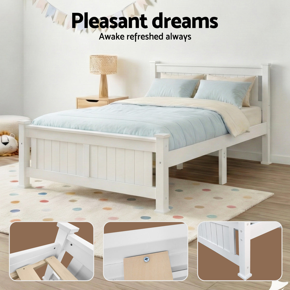 Rio Queen Size Solid Pine Wood Bed Frame White