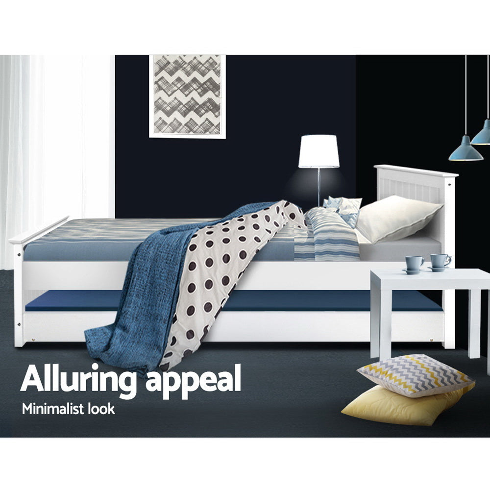 Elvis King Single Wooden Trundle Daybed White