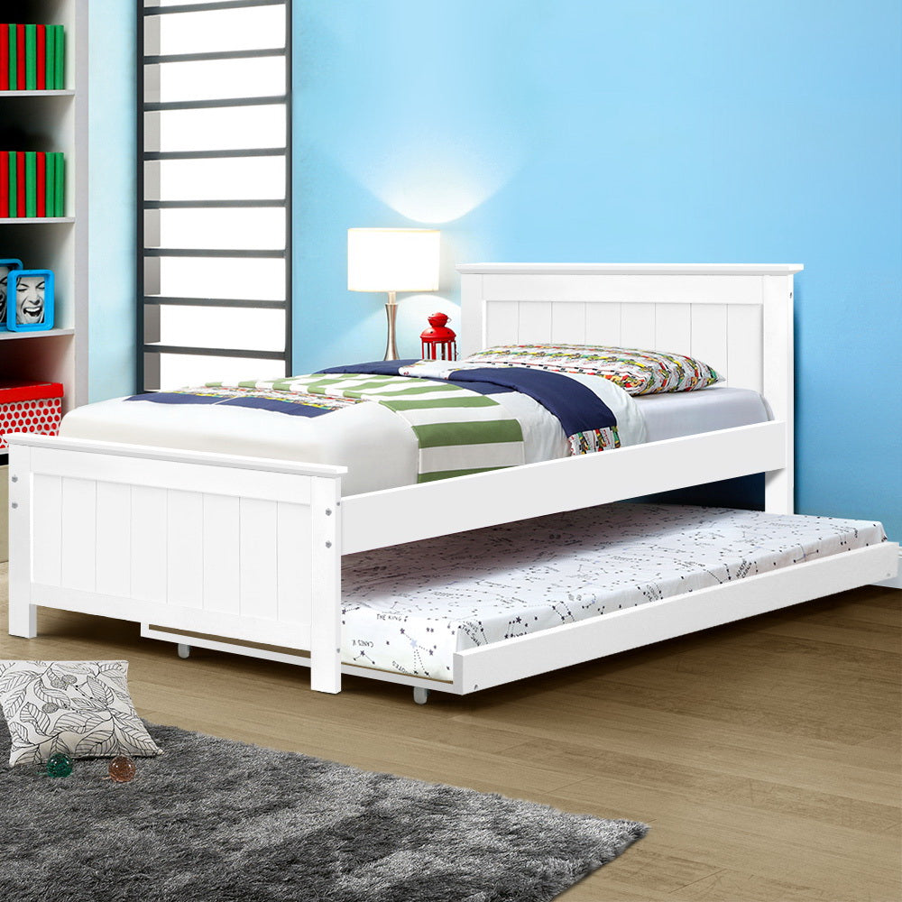 Elvis King Single Wooden Trundle Daybed White
