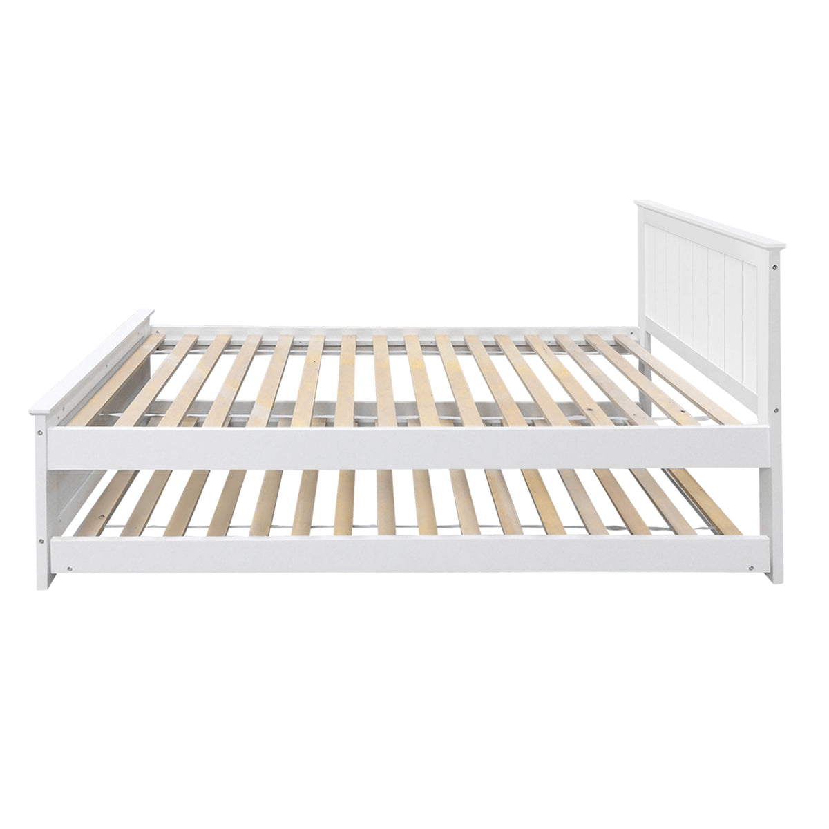 Elvis King Single Wooden Trundle Bed Frame White