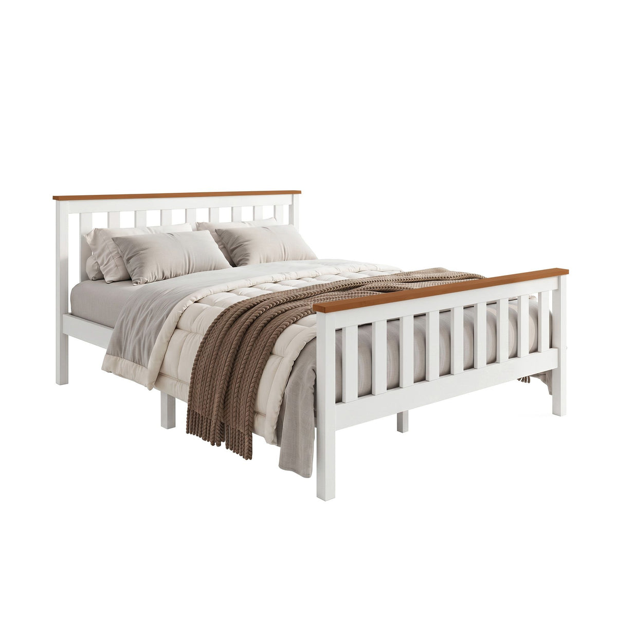 Pony Double Size Solid Pine Wooden Bed Frame White