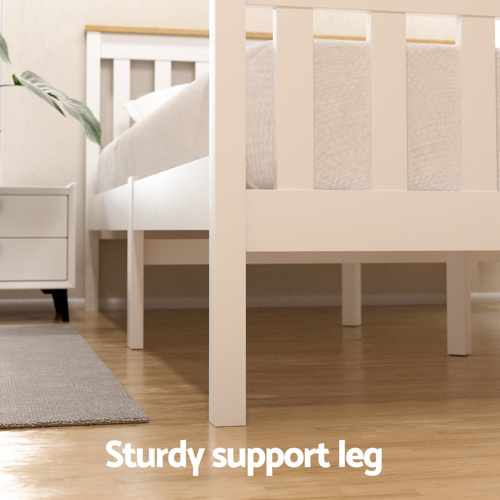 Pony Double Wooden Platform Bed Frame 2 Storage Drawers White
