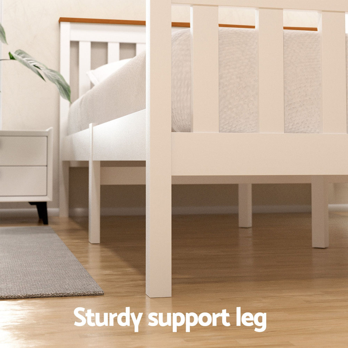 Pony Single Wooden Platform Bed Frame with 2 Storage Drawers White