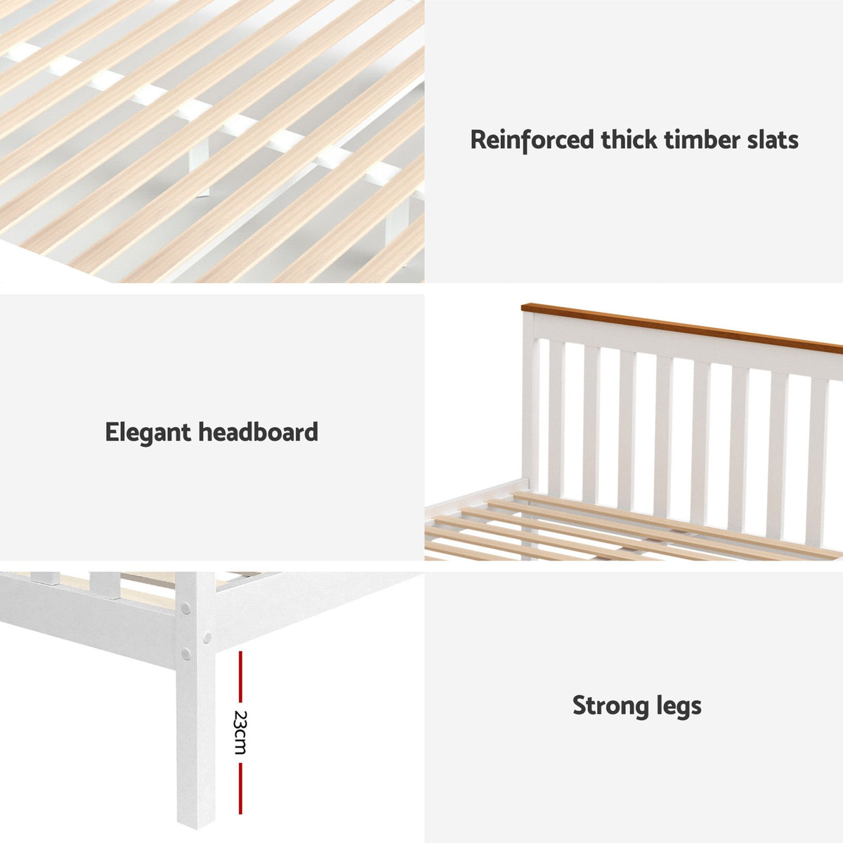 Pony Single Wooden Platform Bed Frame with 2 Storage Drawers White