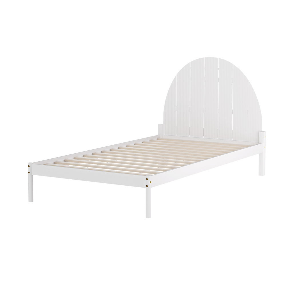 Solid Pinewood King Single Bed Frame, White, Artiss