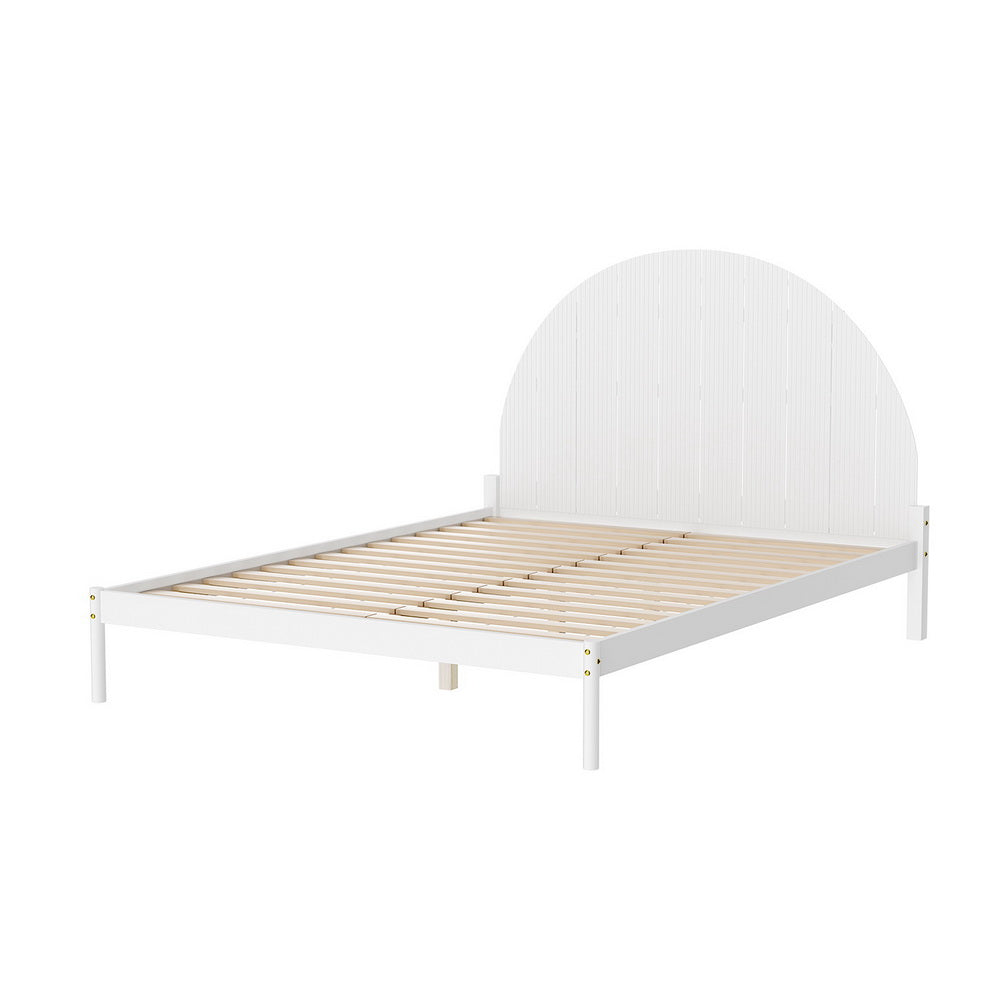 Solid Pine Queen Bed Frame, Non-Toxic Paint, White - Artiss