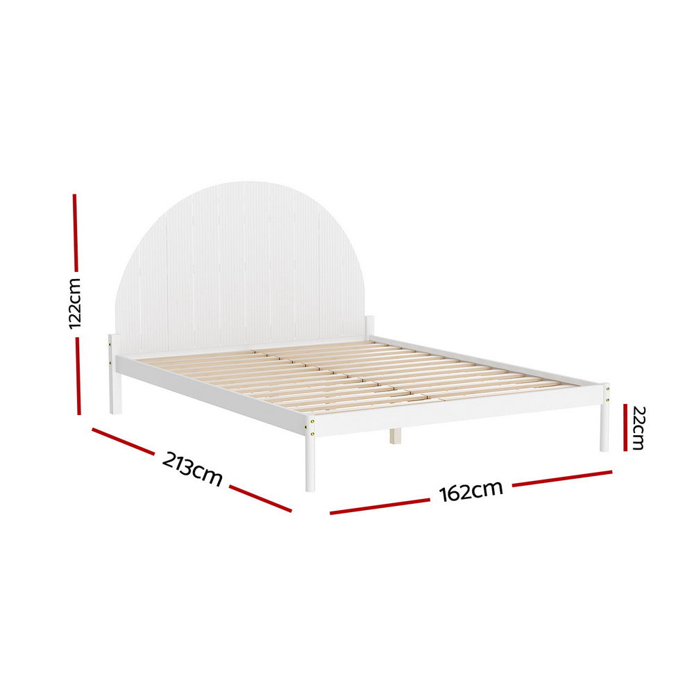 Solid Pine Queen Bed Frame, Non-Toxic Paint, White - Artiss