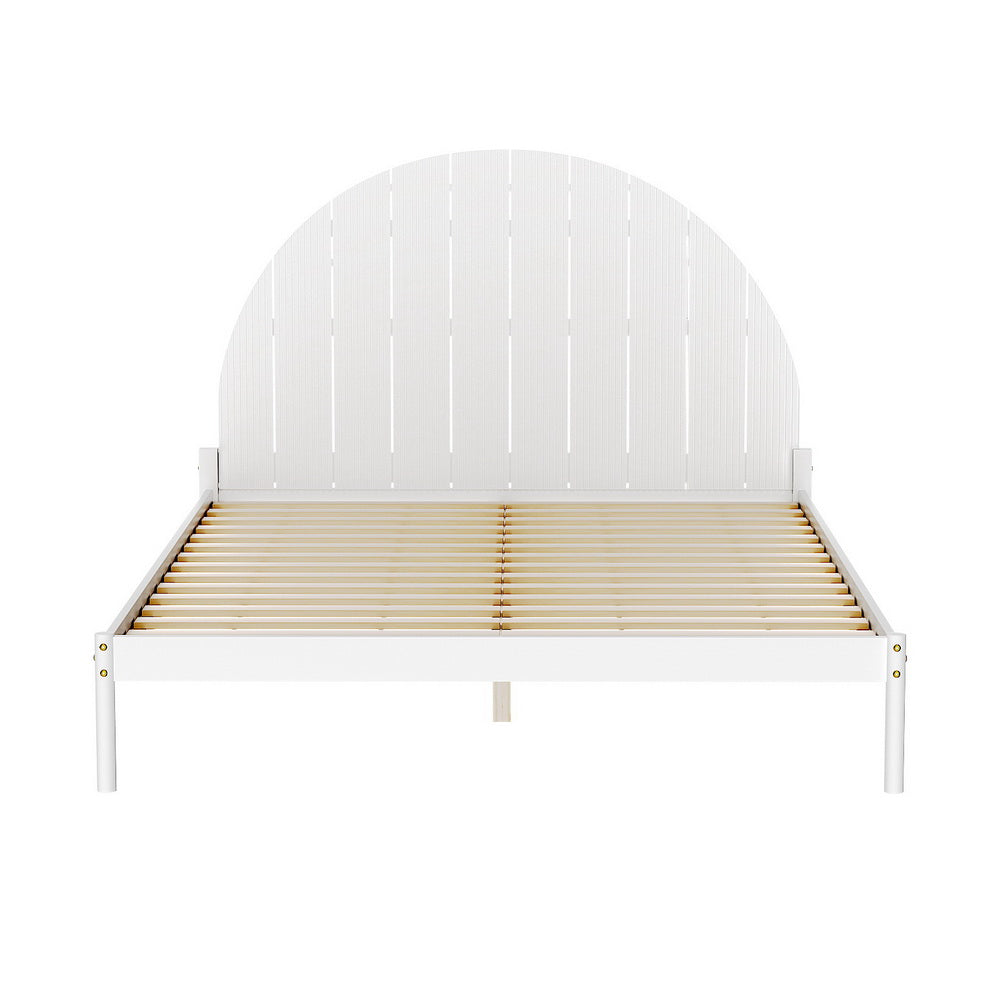 Solid Pine Queen Bed Frame, Non-Toxic Paint, White - Artiss