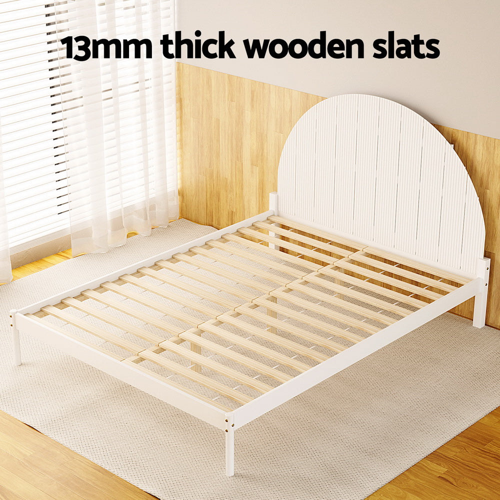 Solid Pine Queen Bed Frame, Non-Toxic Paint, White - Artiss