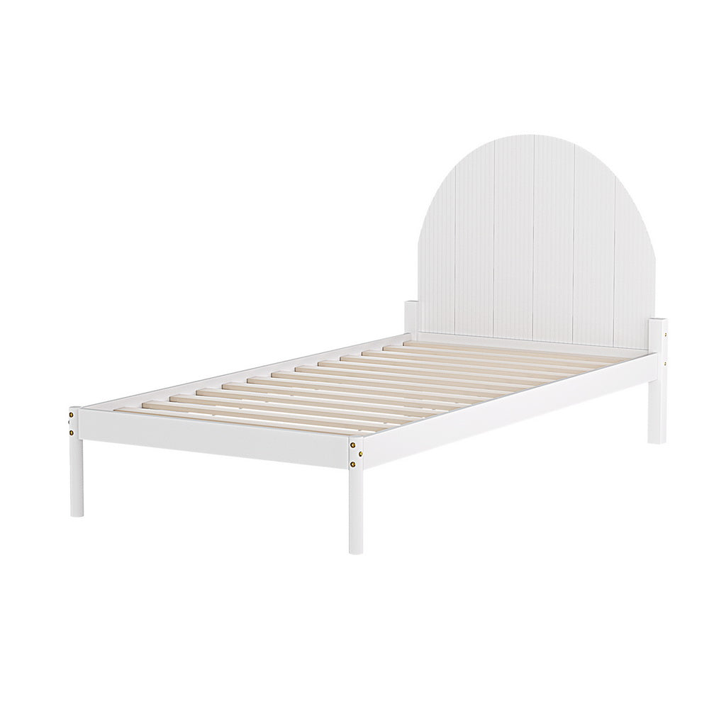 Solid Pinewood Single Bed Frame Slats White Artiss