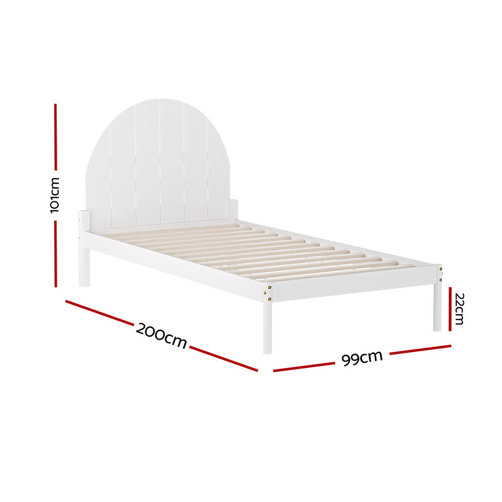 Solid Pinewood Single Bed Frame Slats White Artiss