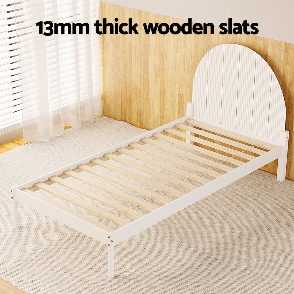 Solid Pinewood Single Bed Frame Slats White Artiss