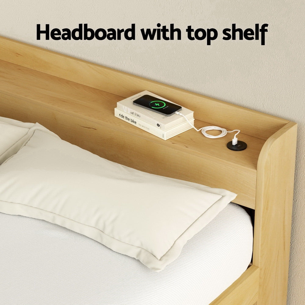 Aura Double Bed Frame with USB Charging Ports and 2 Drawers