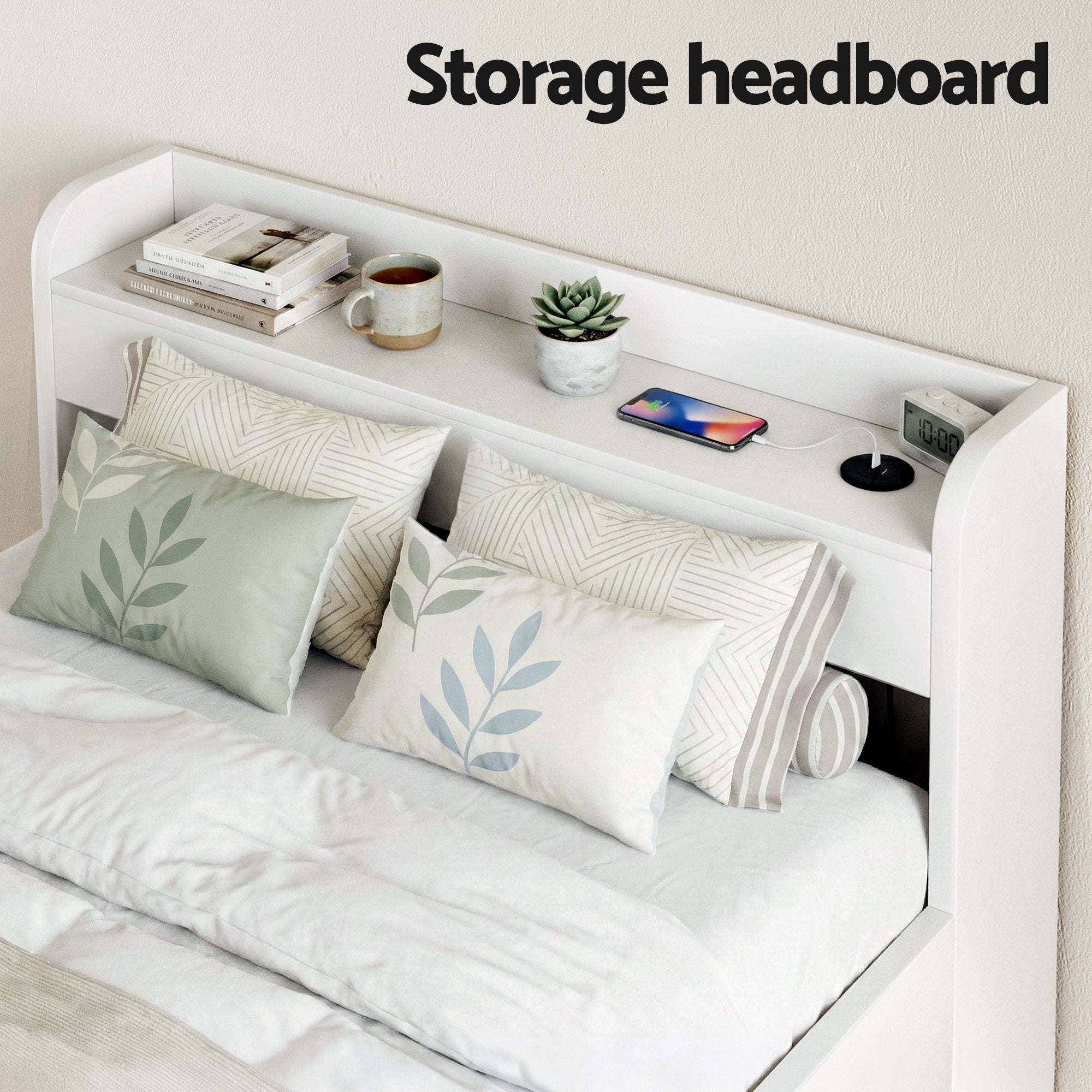 Artiss Bed Frame Single Size with Charging Ports and 2 Drawers AURA