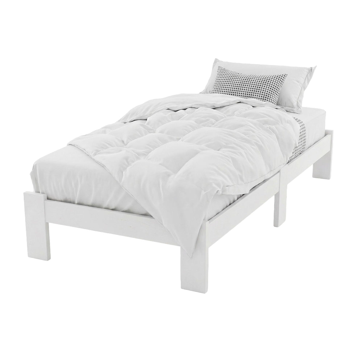 Jade Single Size Wooden Bed Frame with Storage White