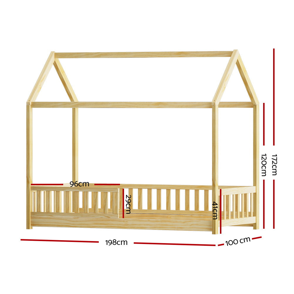 Rock Kids House Bed Frame Pine Wood Oak