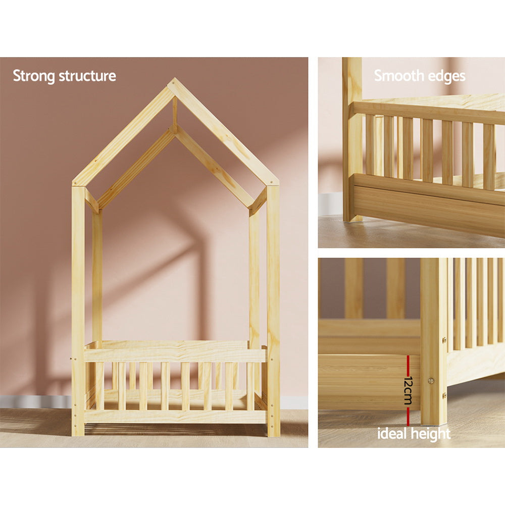 Rock Kids House Bed Frame Pine Wood Oak